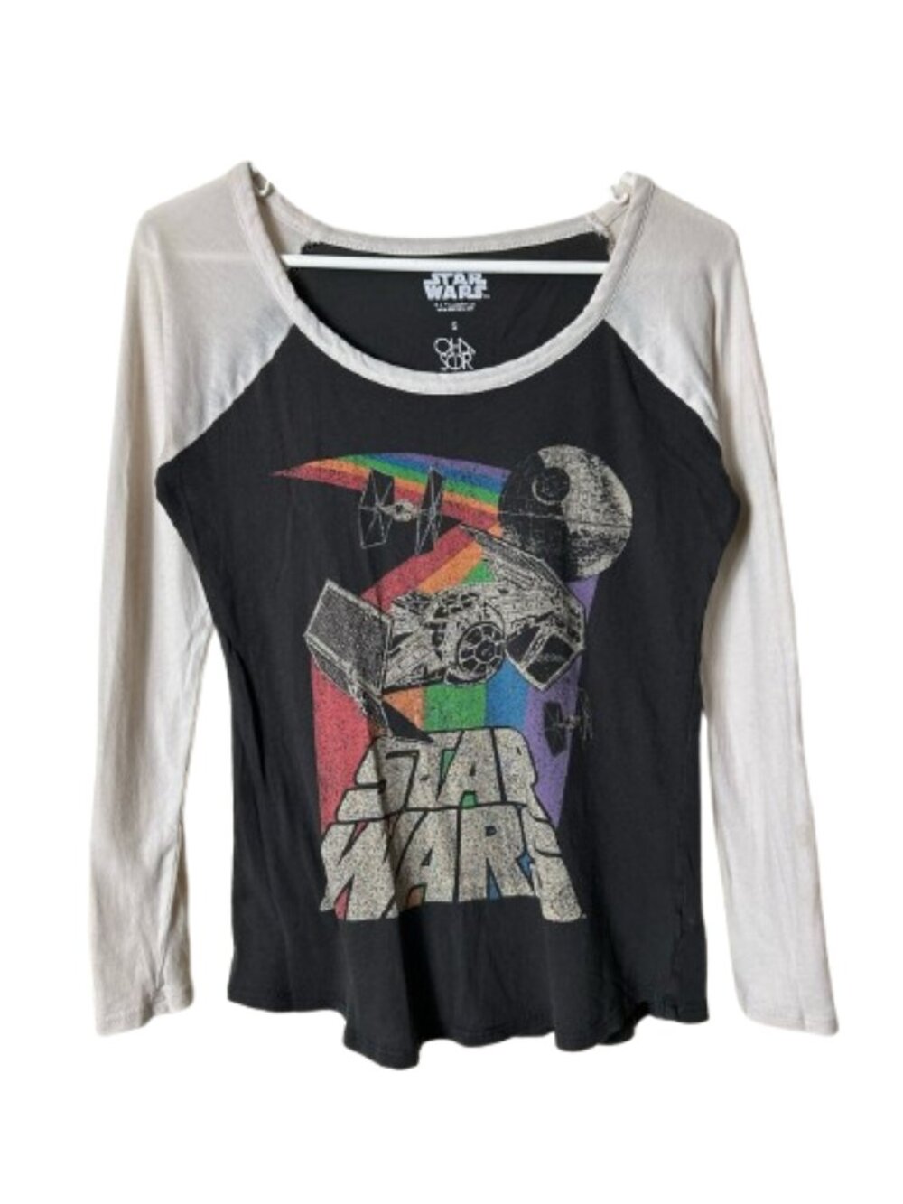Chaser star wars rainbow retro graphic long sleeve tee womens S